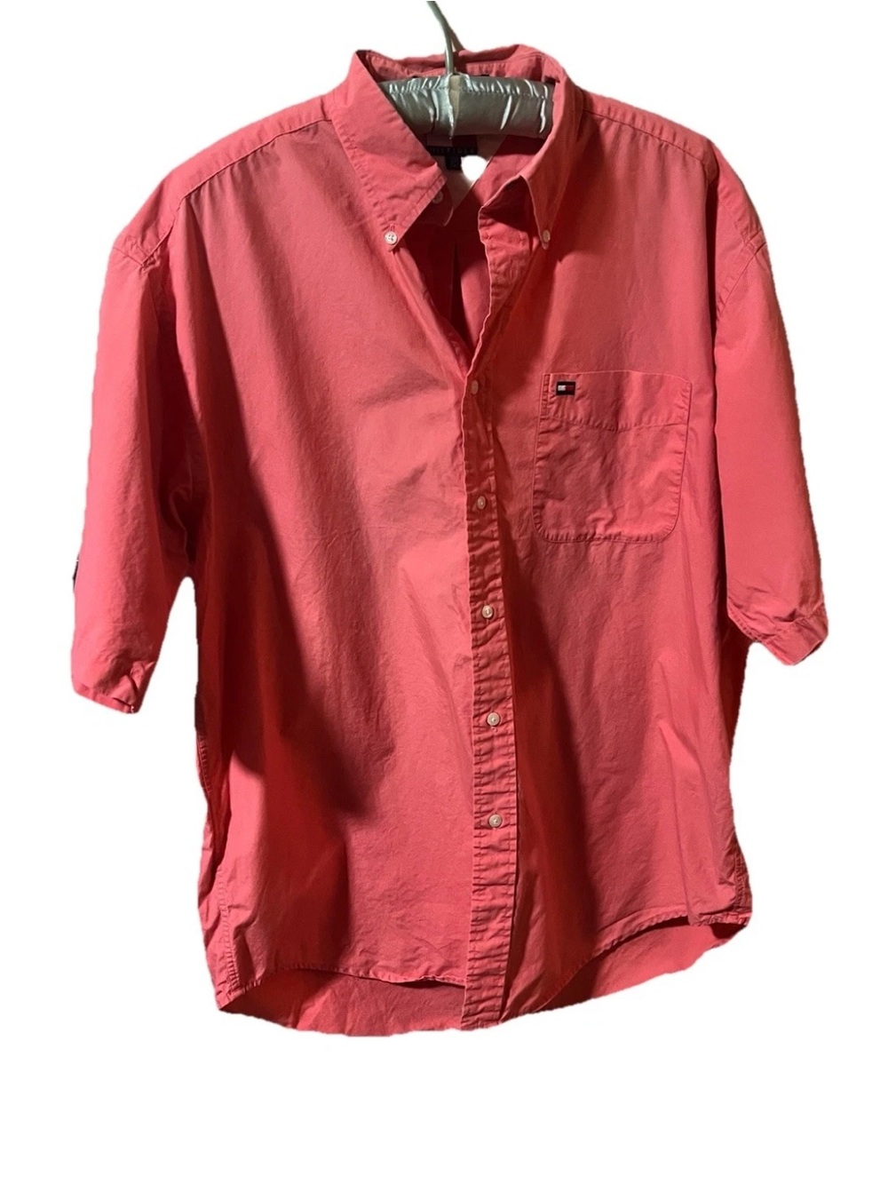 Tommy Hilfiger men's button down shirt size L Coral